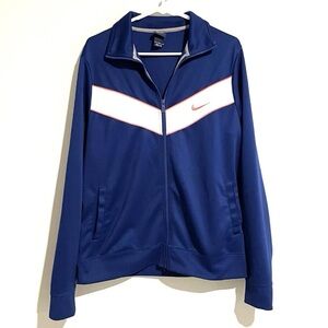 Nike Men’s Size Large Training Track Running Jacket Blue White Full Zip Athletic
